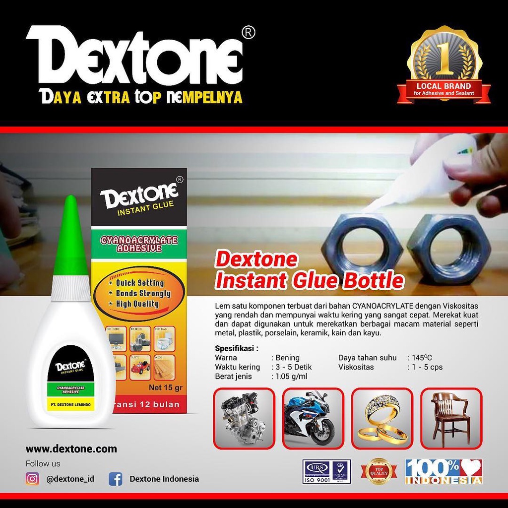 Lem Super Glue Dextone Instant Glue Cyanoacrylate Made in Indonesia