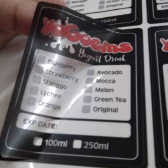 

Sticker Label kemasan waterproof /anti air + sudah cutting