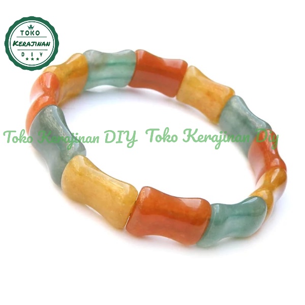 [ FREE BOX ] Gelang Batu Motif Bambu Multicolor Pria Wanita Premium Quality