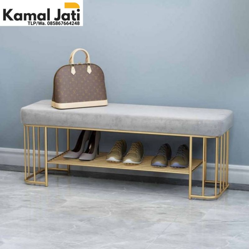 Bench rangka besi kombinasi busa, rak sepatu rangka besi terbaik