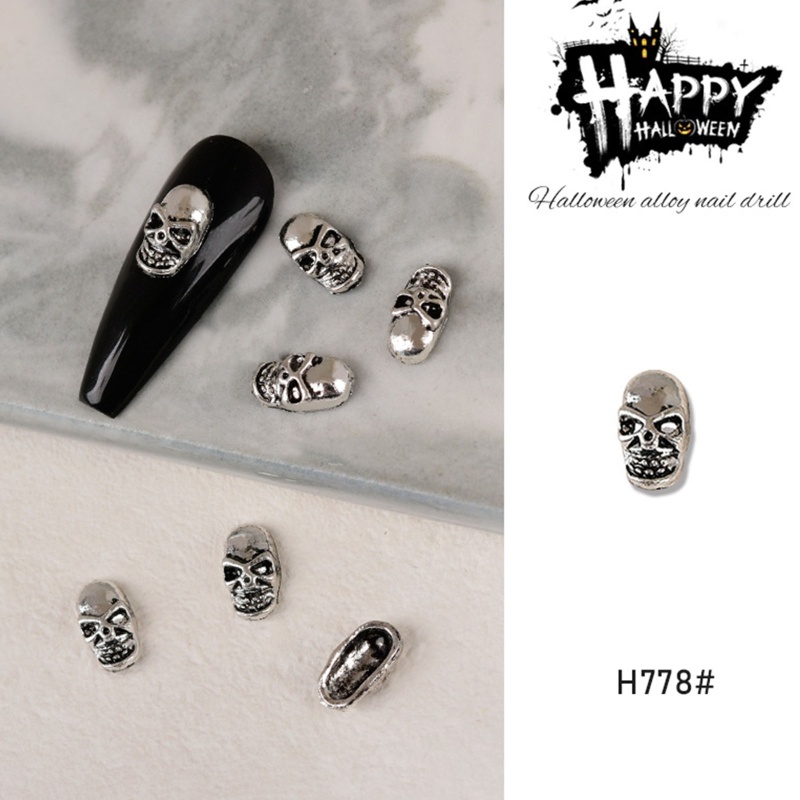 60 Pak Charms Skeleton 3D Tema Halloween Untuk Nail Art Charms