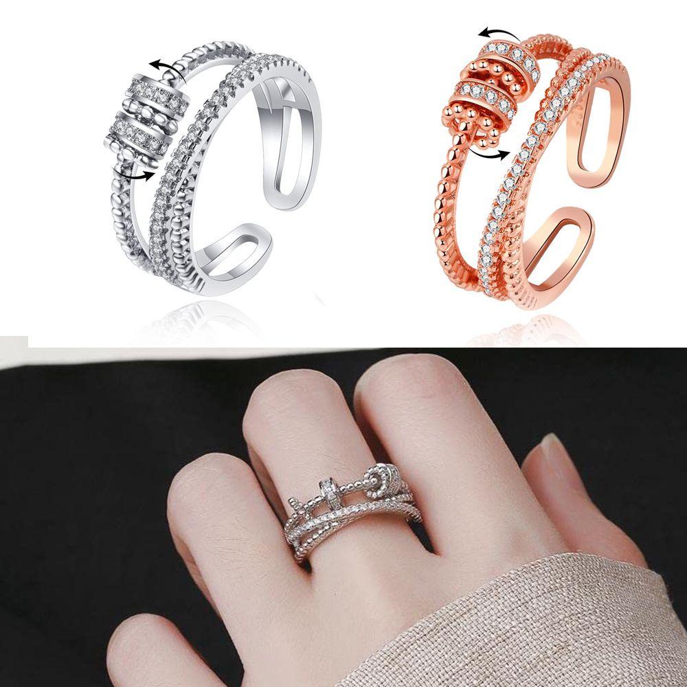 Lily Untuk Putriku Fidget Jewelry Spinner Ring Cincin Dengan Manik-Manik Cincin Kecemasan