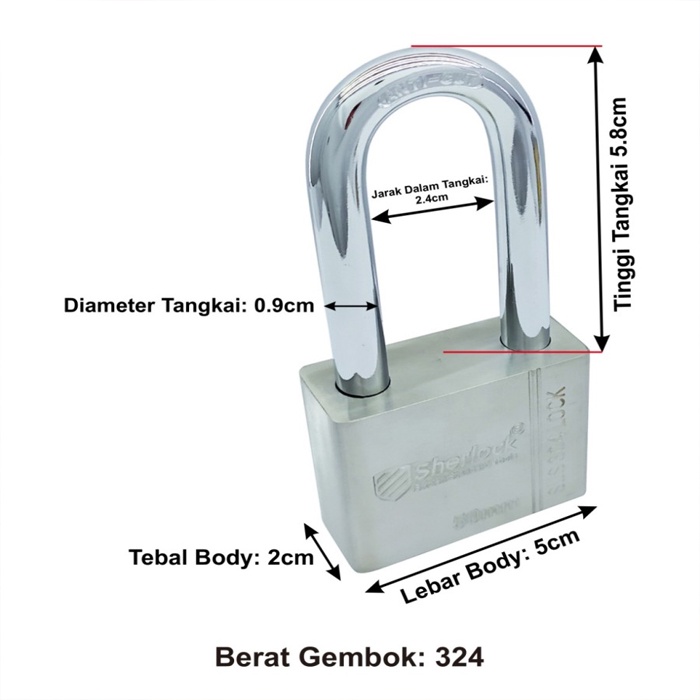 Gembok ANTI RUST 50 mm Panjang Sherlock Stainless Steel 304 anti karat