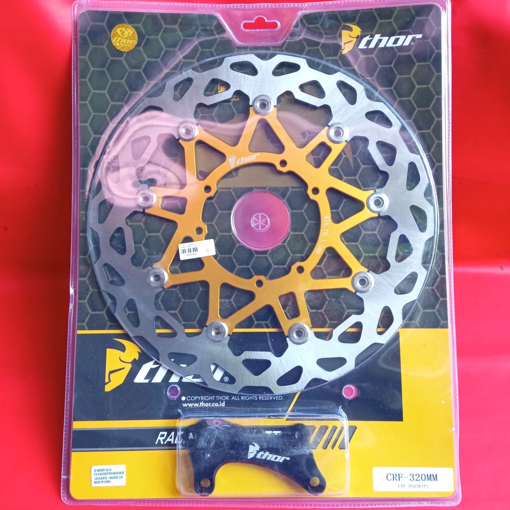 Disc Piringan Rem Cakram Depan Kawasaki KLX 150 320mm Folating Gold Merah Hitam Thor
