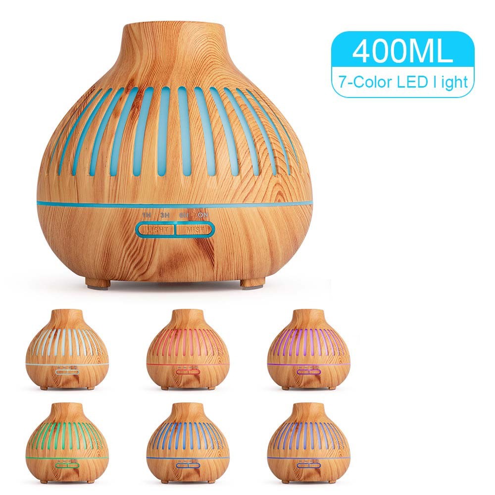 H53 - Wooden Humidifier Aroma Diffuser 7 Color LED Light - 400ML