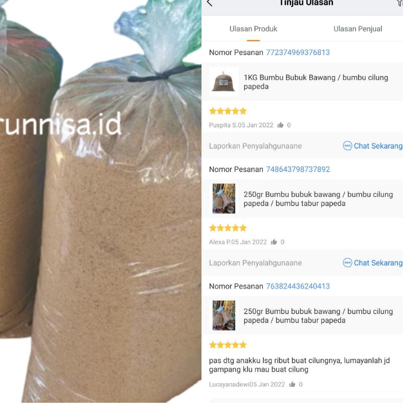 

HG 30Kg Bumbu Bubuk Bawang / Bumbu Tabur Cilung Papeda 30kg