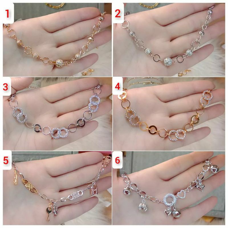 Gelang Titanium Wanita Anti Karat, Anti Alergi, MEWAH &amp; ELEGAN, Jamin 100% Kualitasnya dan Jamin REAL PIC, COD Gratis Ongkir, Perhiasan Gelang Wanita pilih satu dari 6 variasi