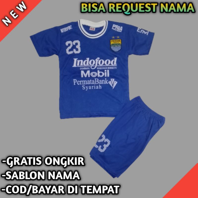 FREE NICKNAME. Setelan Jersey Bola Anak Persib Setelan Baju Kaos Pakaian Olahraga SepakBola Anak