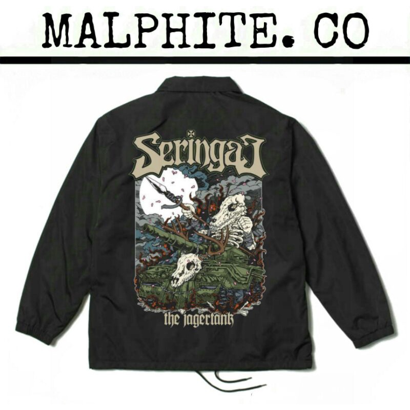 Coach Jacket Seringai x Jagermeister The Jagertank Windbreaker Motif Logo Band Musik Merch Metal Pun