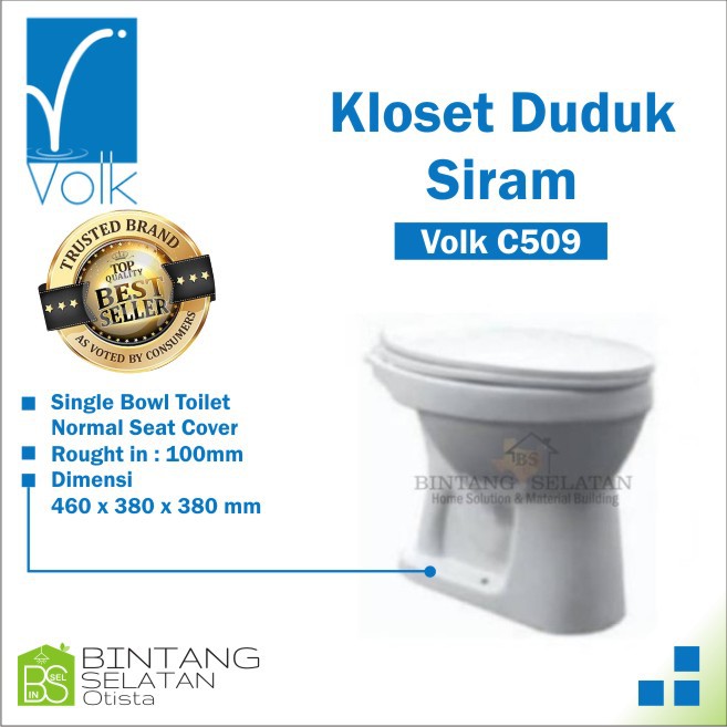 KLOSET DUDUK SIRAM VOLK / CLOSET DUDUK SIRAM TANPA TANGKI VOLK C509