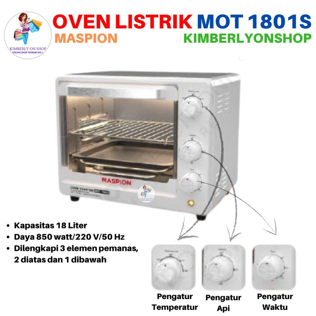 Kimberlyonshop Oven Listrik Toaster MOT 1801S Kapasitas 18 Ltr Maspion