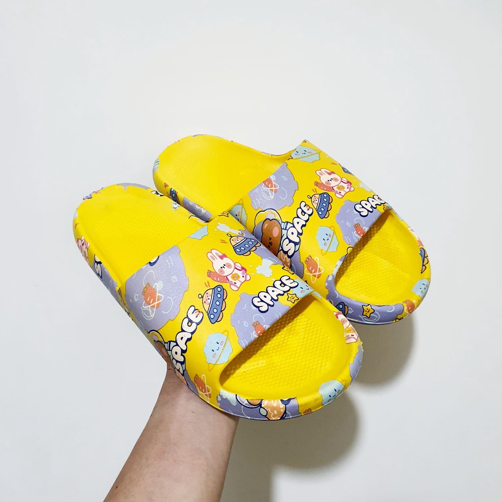 ☀ACCBAYI☀ SF02 Sandal Slop Motif Panda / Sandal Slop Motif lOVE /  Sandal Fashion Wanita / Sandal Lucu & Imut / Slip Sandal Cewek Sandal Import-ANIMAL KUNING