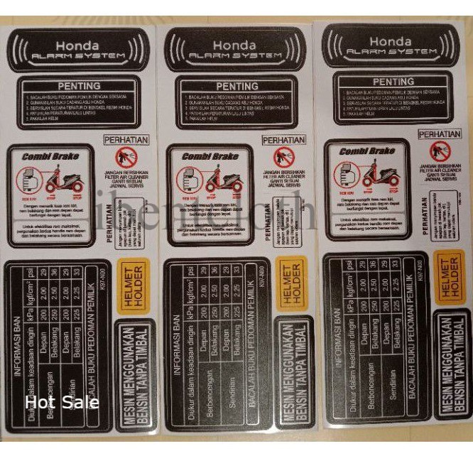 STICKER PERHATIAN HONDA stiker honda set sticker perhatian