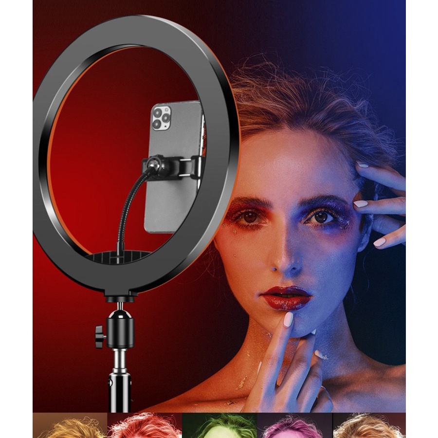 Paket Lengkap Ring Light +Tripod 2.1m Tripod HP RingLight Stand phone holder RGB ring light 26cm/33cm