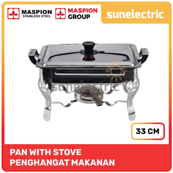 Maspion SS Pan With Stove Tempat Makanan Prasmanan Acara Pesta + Tungku Pemanas / Stove / Warmer Sta