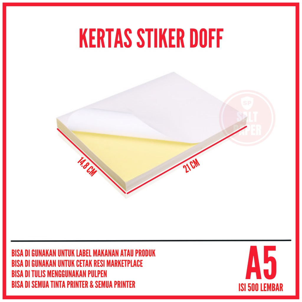 

Stiker A5 Doff 500 lembar Sticker A5 Kertas Stiker A5 Kertas Sticker A5 Doff