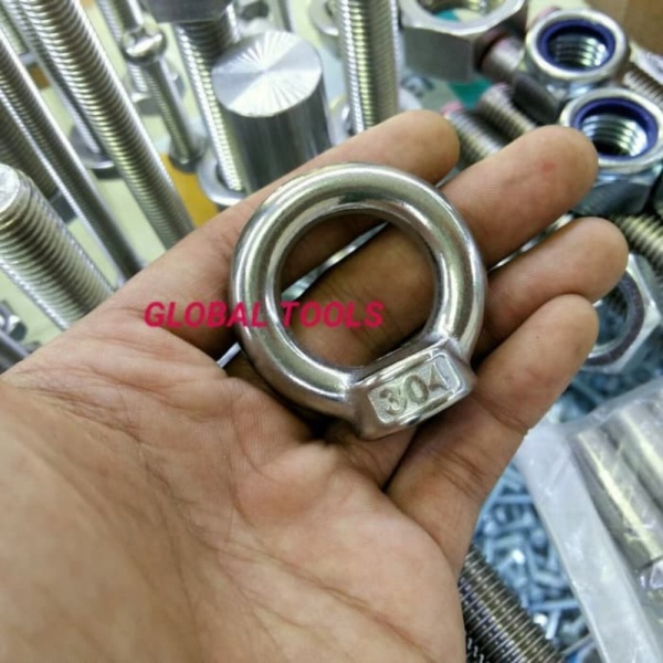 Cuci gudang  Eye nut stainless 12 mm eye nut ss m12 lifting bolt nut mur cincin 19 Tools global