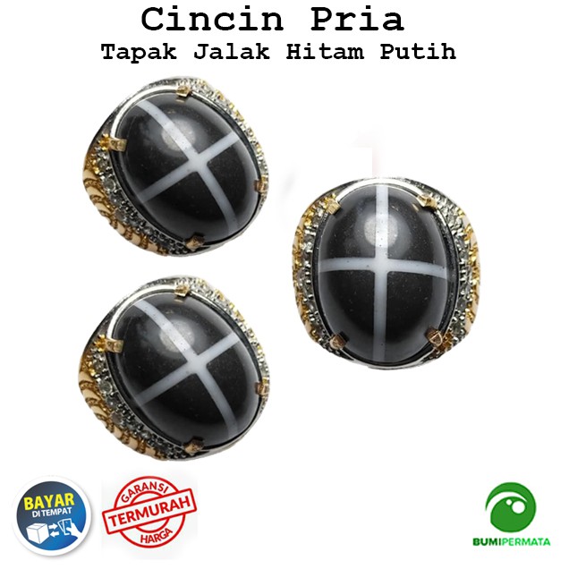 Batu Cincin Akik Tapak Jalak Hitam Putih Keren Mewah Elegan