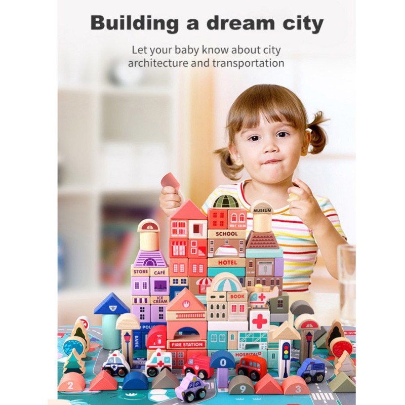 Wooden City Building Block