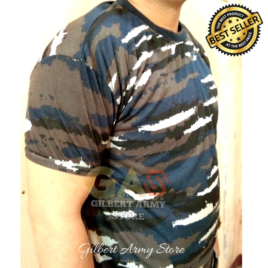 Kaos Loreng Pendek KRI AL US Nato angkatan Laut Baju Daleman Lengan Pendek Jumbo GILBERT ARMY STORE