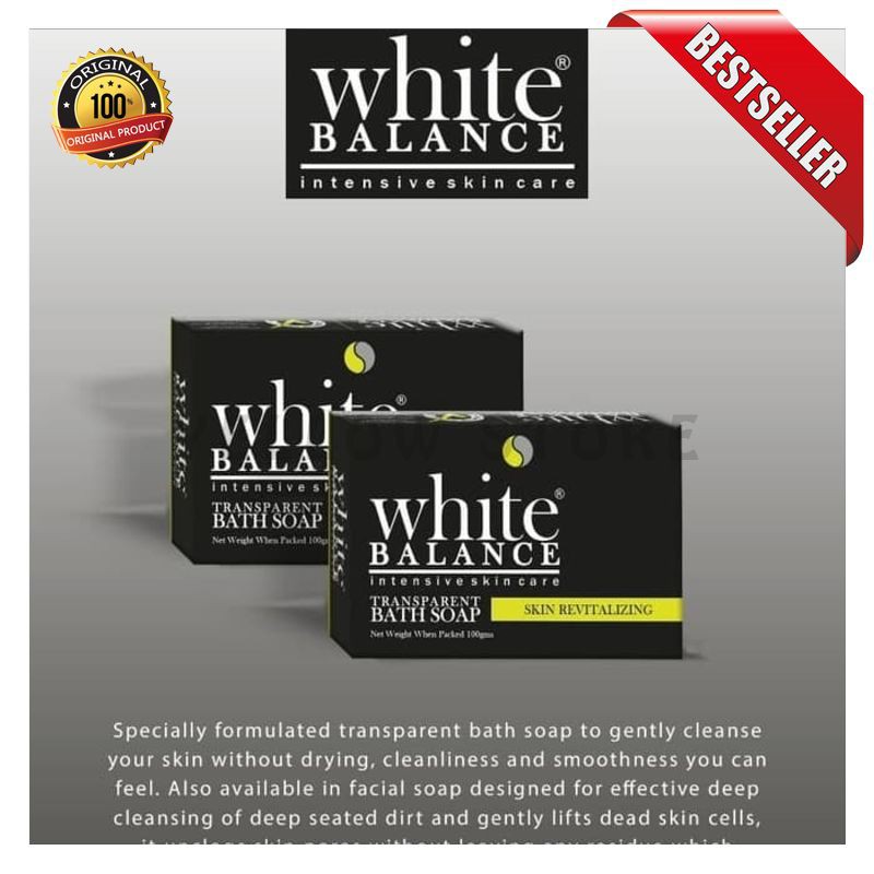 WHITE BALANCE TRANSPARANT BATH SOAP - SABUN BATANG MANDI WHITE BALANCE [YELLOW STORE]