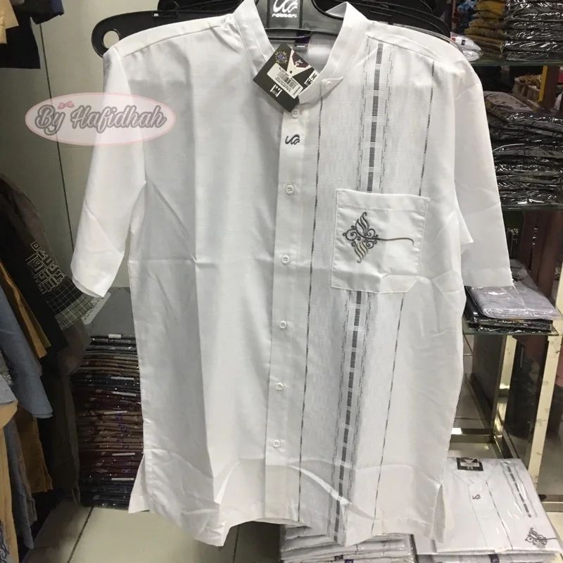 rabbani - kemko farukh pdk - baju koko putih rabbani - kemko putih rabbani - baju koko pendek putih 