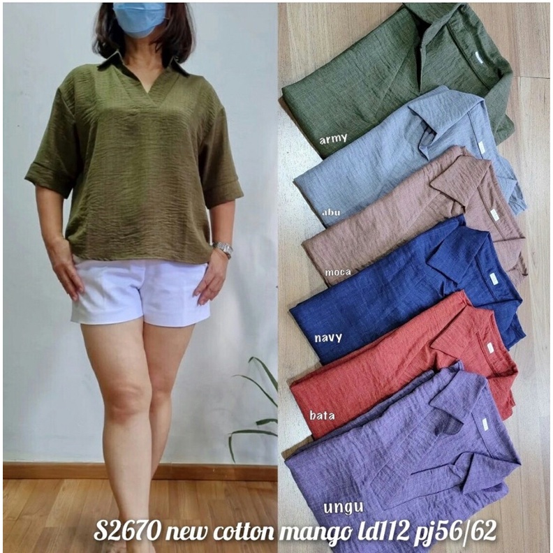 atasan kemeja cotton manggo casual blouse top 2670