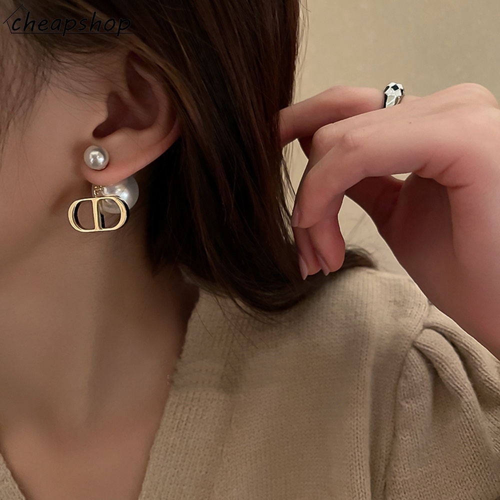 IFYOU Anting Stud Desain Alfabet Warna Silver Gaya Korea Untuk Wanita