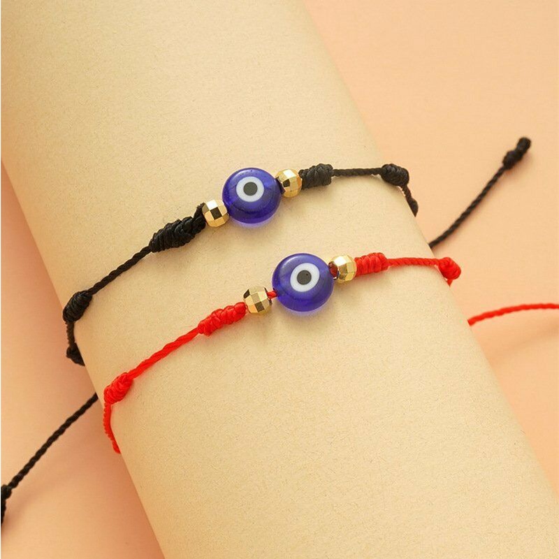 6pcs Gelang Tangan Tali Anyam Aksen Mata Iblis Nazar Kabbalah Untuk Wanita