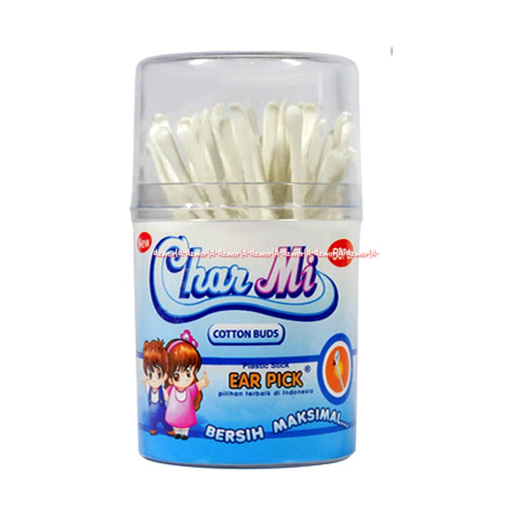 Charmi Cotton Buds Ear Pick Plastic Stick Korek Kuping 50pcs Pembersih Telinga Carmi Ears Pack