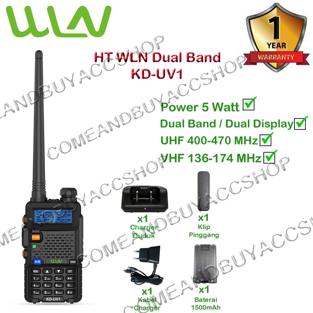 HT WLN KD-UV1 DUAL BAND ( ISI 1 PCS) UHF/VHF/5Watt