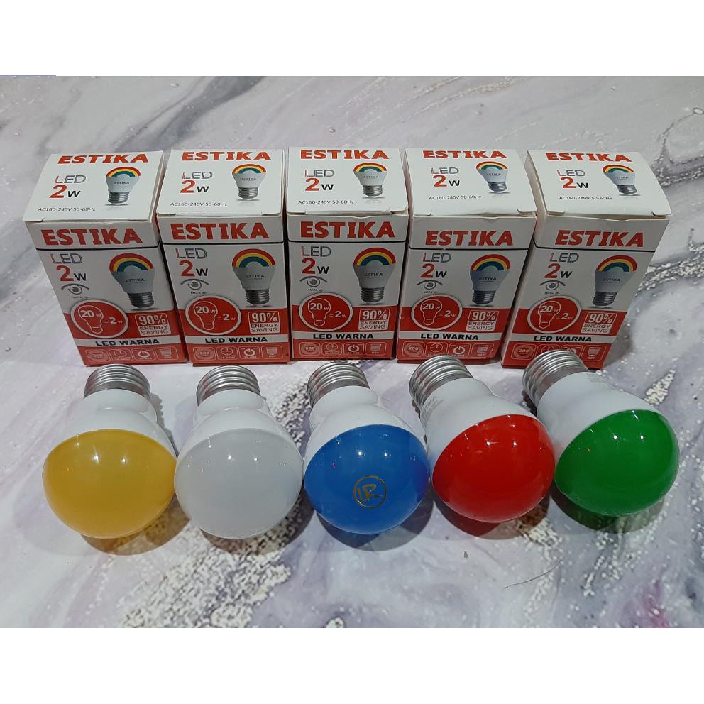 Lampu Bohlam Led Warna Estika Murah