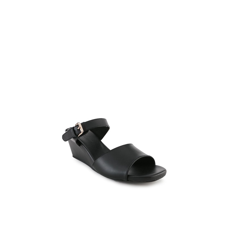 SANDAL WEDGES KULIT HUSH PUPPIES WANITA ORIGINAL TERBARU HITAM HW40