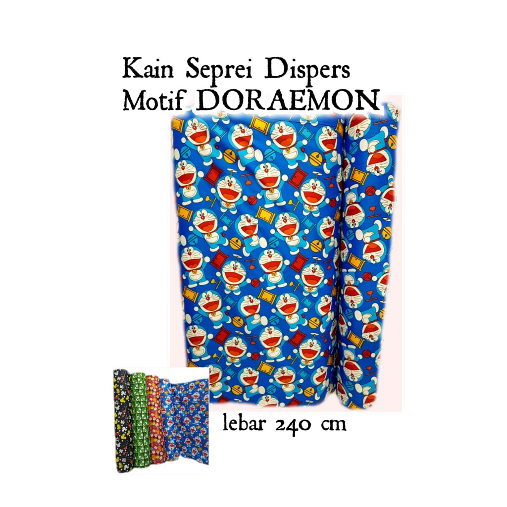 Bahan Kain Seprei Gorden Hordeng Katun Disperse Dispers DORAEMON