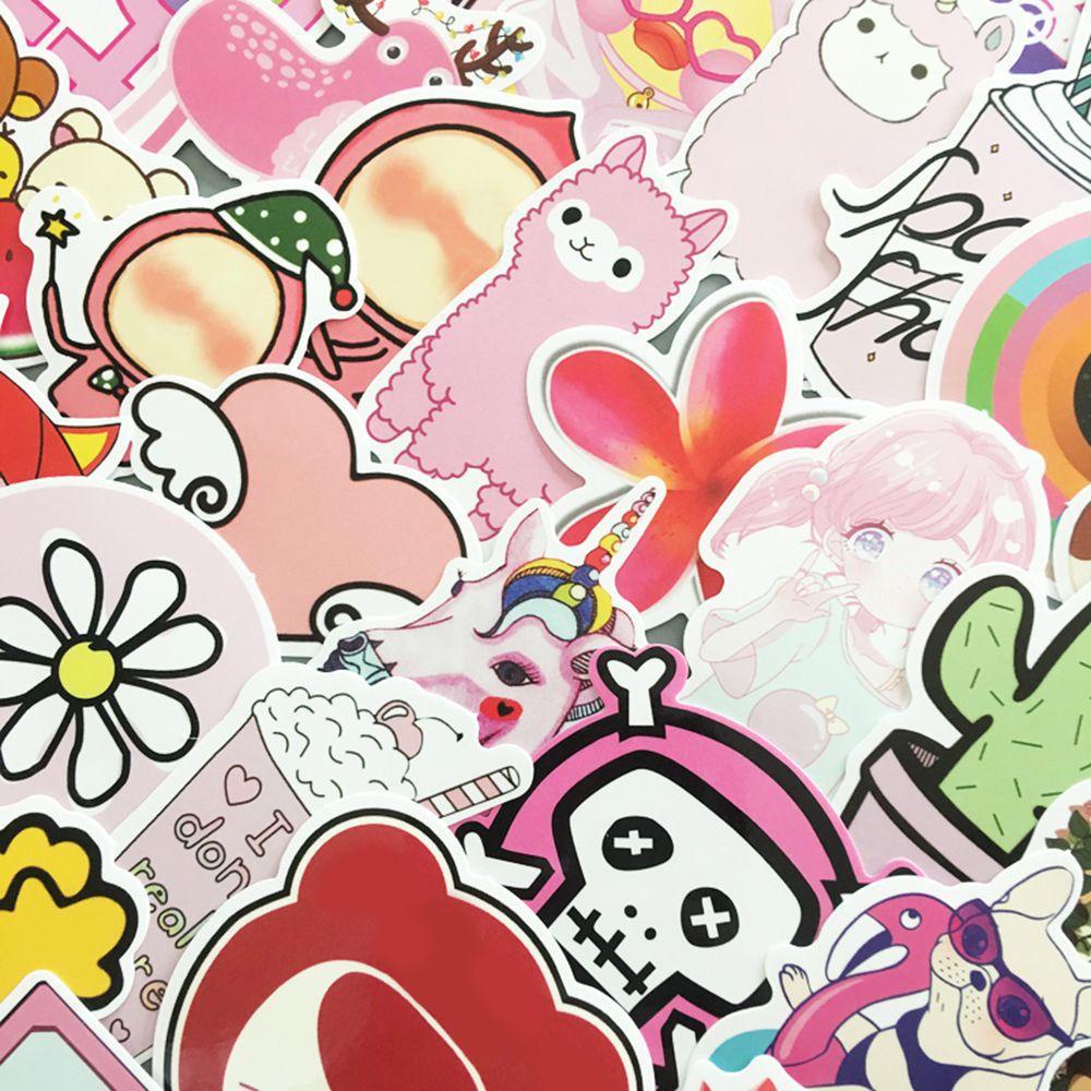 R-flower 50pcs / Pak Stiker Motif Kartun Bunga Untuk Dekorasi Koper / Sepeda / Craft DIY