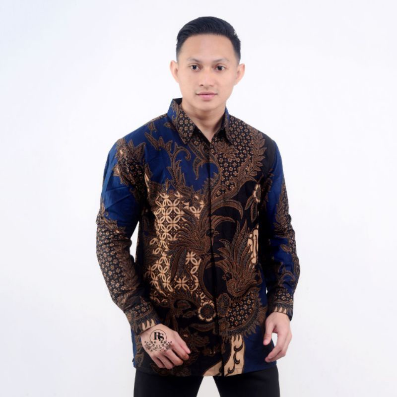 Baju batik Pria Big Size  jumbo M L XL XXL xxxxl Atasan Kemeja Batik Lengan Panjang Original