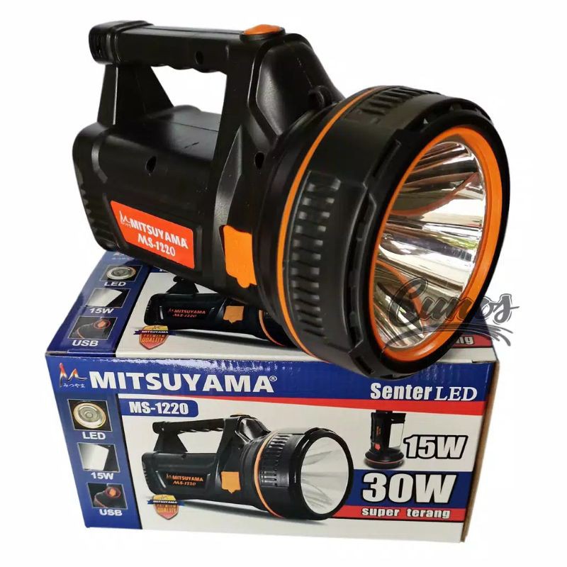 Senter tangan besar Senter LED 30 Watt Plus Emergency Mitsuyama MS-1220 SUPER TERANG