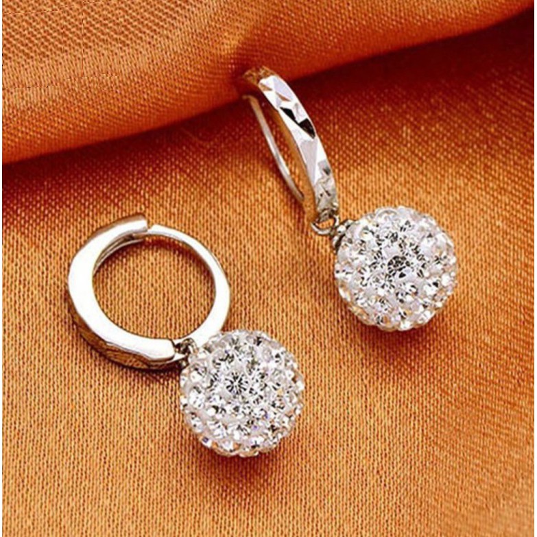 Anting Huggies BALL Berlian Imitasi Gaya Korea Fashion Bola Kristal Women Earring Pesona Wanita