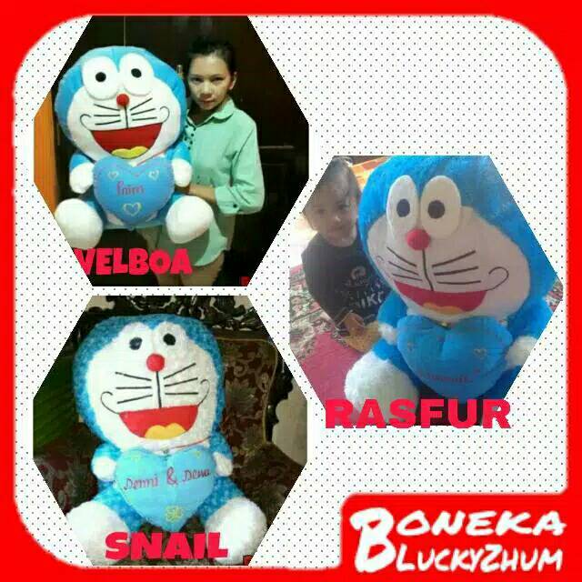 (Ukir Nama / Foto) Bordir Boneka Doraemon Jumbo 65 cm