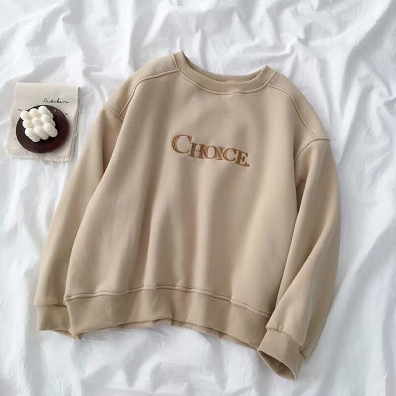 CHOICE BORDIR SWEATER UNISEX FLEECE TEBAL TERBARU'