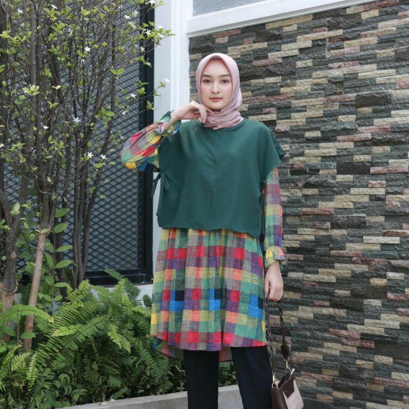 HANE TUNIK - baju kuliah atasan pakaian wanita top style korea kekinian hijabers trend fashion ootd 