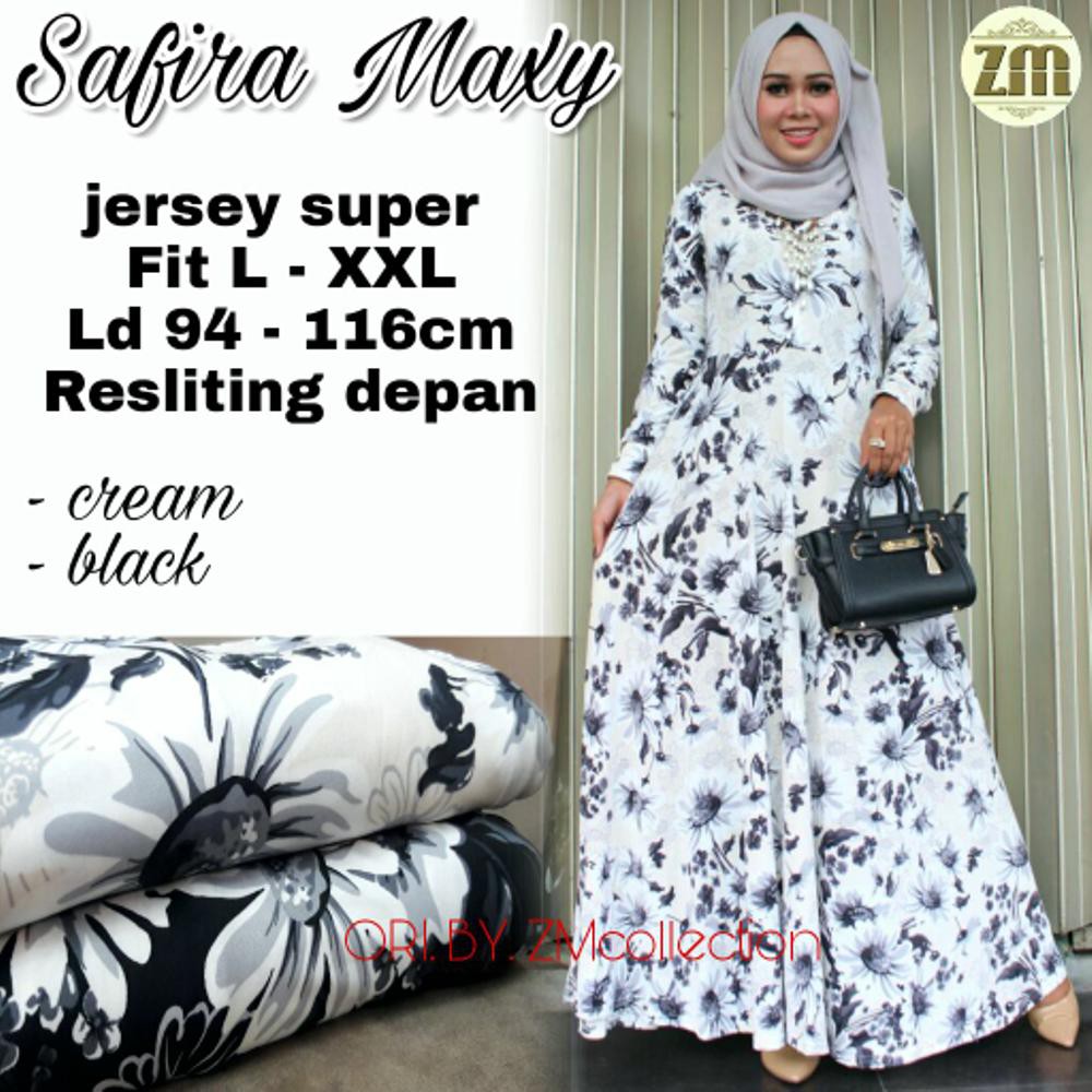 Unik gamis abaya safira maxy jersey jumbo xxl ori Murah
