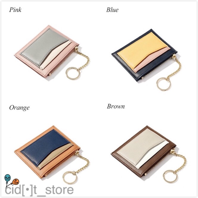 Card Holder Candy Pasttel Murah / dompet Kartu Mini Korean Style Warna Pastel Free Asesoris Ring &amp; Chain