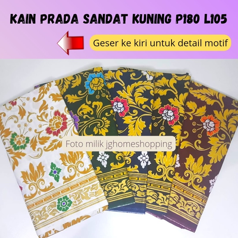 Kain Prada Katun Motif Sandat Kuning Mix Gold