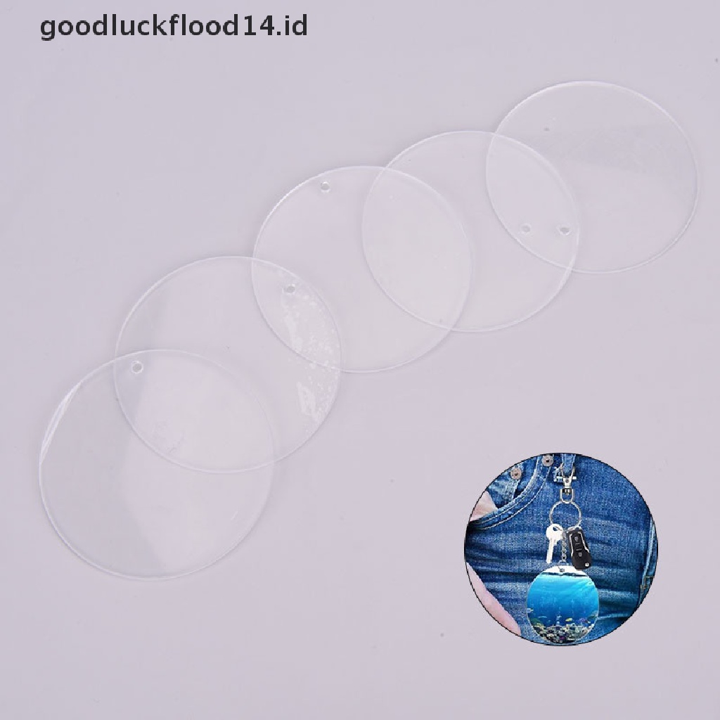 [OOID] 10PCS Acrylic Clear Circle Discs Keychain Blanks Tassels Keyrings DIY Pendants ID