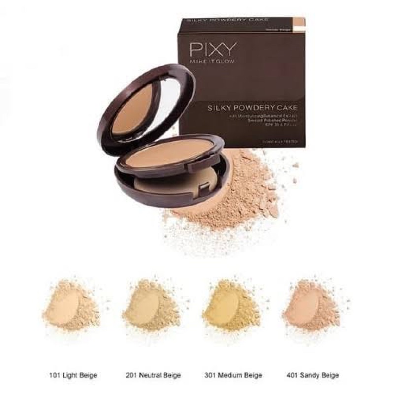 Ningrum Kecantikan Kosmetik Wajah Bedak Padat Pixy Make it glow Silky Powdery Cake Reguler | Silky Powdery Cake Reffill - 8013 | 8013