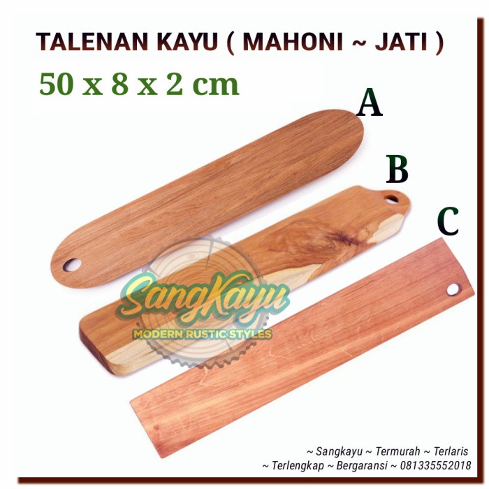 Kayu talenan kayu jati mahoni 50x8x2 cm cutting board properti foto - KAYU MAHONI, MODEL C