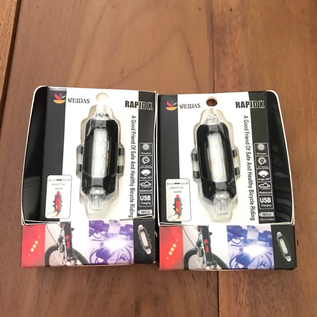 Lampu Sepeda USB dua warna WEIDAS