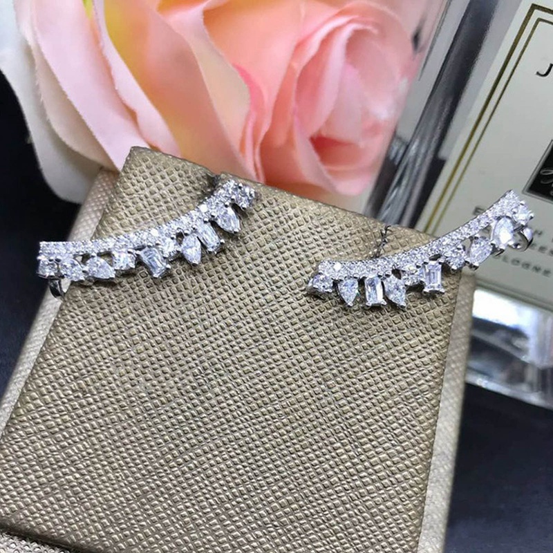 Anting Stud Cubic Zirconia Gaya Modern Untuk Wanita