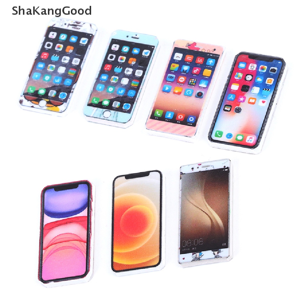 Skid 1PC Mainan Miniatur Handphone Skala 1: 12 Untuk Aksesoris Rumah Boneka